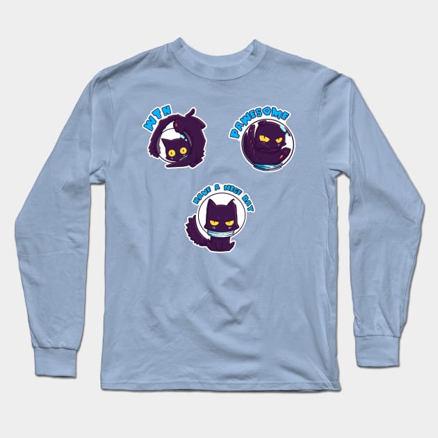 Space Cat Adventures Long Sleeve T-Shirt by Susto